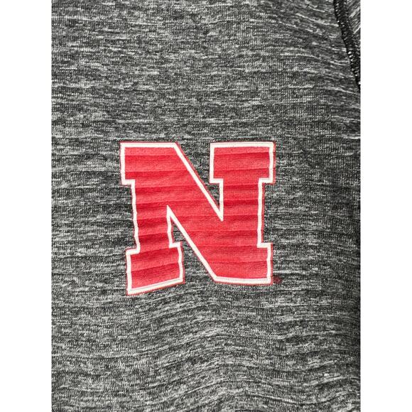 Nebraska Cornhuskers Adidas Half Zip Hoodie Gray Black Womens Medium 12-14 NCAA - Picture 2 of 7